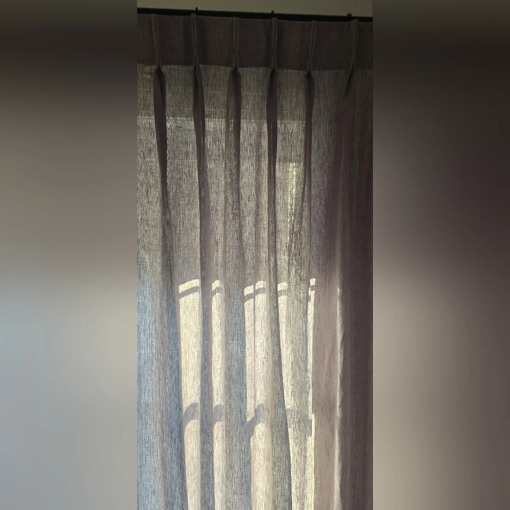 WEST ELM • European Flax Linen Curtain Panels, Set Of 2, Chambray Blue, 48x96